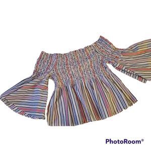 Gap Multicolor Stripe Off Shoulder Top M